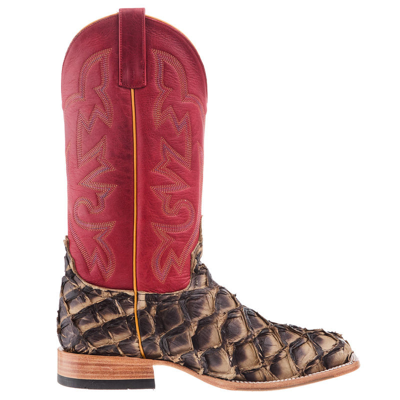 Horse Power Top Hand Men`s Petrified Oak Big Bass 13In Red Rodeo Top Cowboy Boot