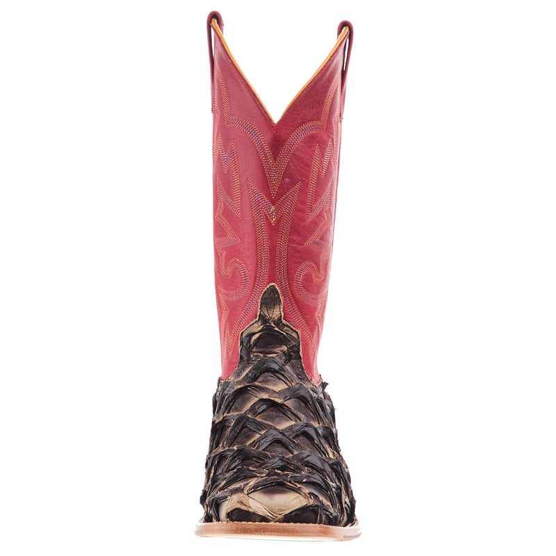 Horse Power Top Hand Men`s Petrified Oak Big Bass 13In Red Rodeo Top Cowboy Boot