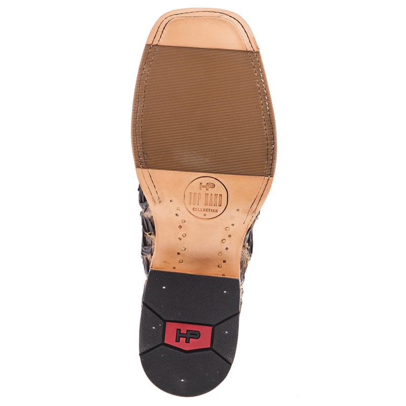 Horse Power Top Hand Men`s Petrified Oak Big Bass 13In Red Rodeo Top Cowboy Boot