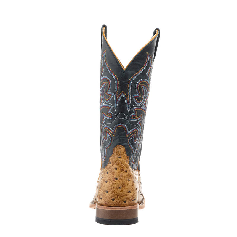 Horse Power Boots Men's Saddle Ranch Ostrich Print Vamp 13in Blue Oklahoma Top