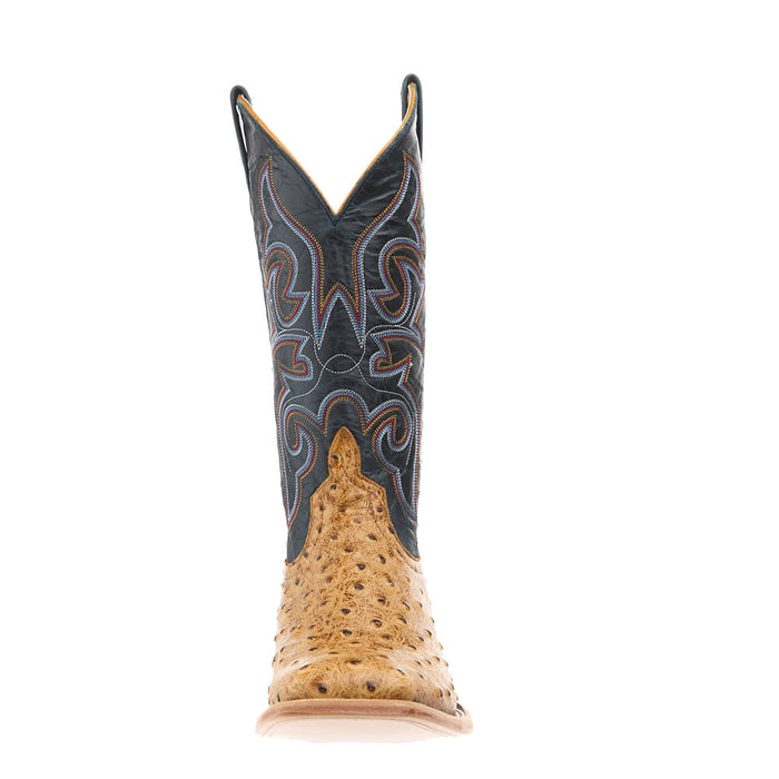 Horse Power Boots Men's Saddle Ranch Ostrich Print Vamp 13in Blue Oklahoma Top