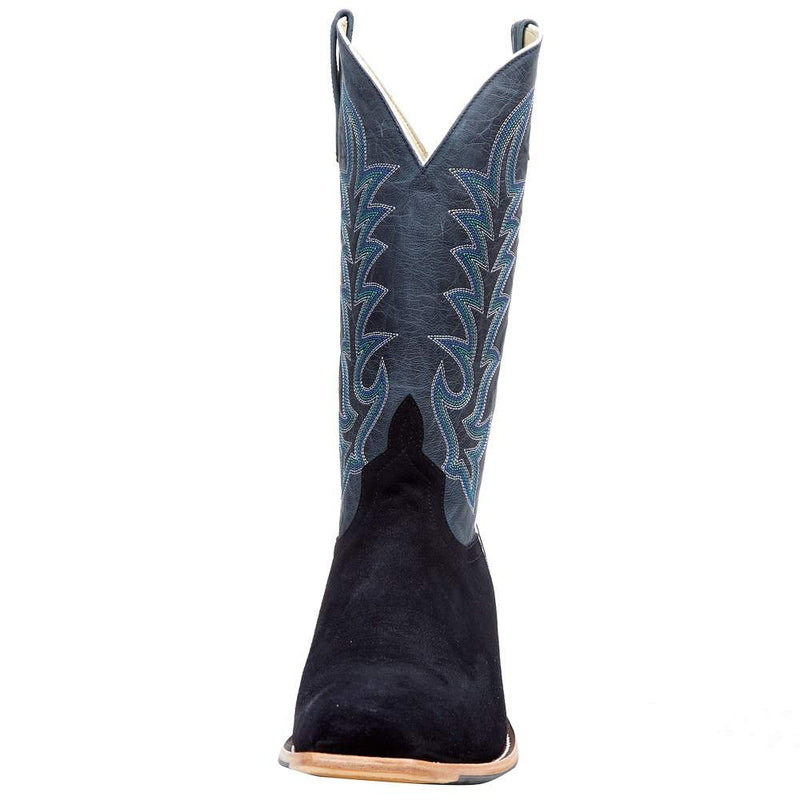 Horse Power Top Hand Men`s Black Suede Roughout 13in Blue Goat Top Cutter Toe Boot