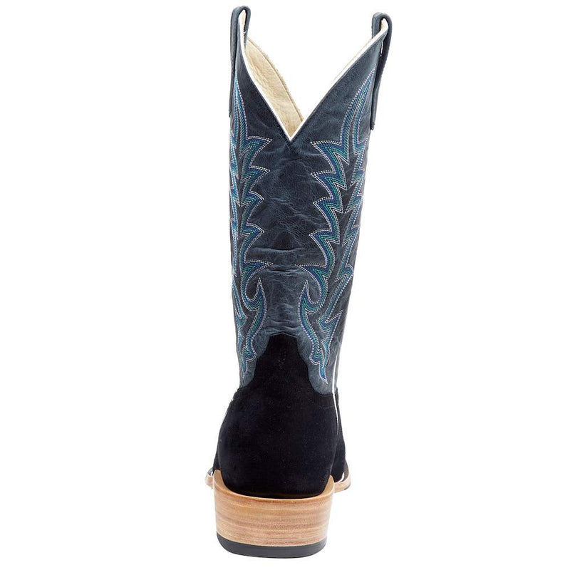 Horse Power Top Hand Men`s Black Suede Roughout 13in Blue Goat Top Cutter Toe Boot