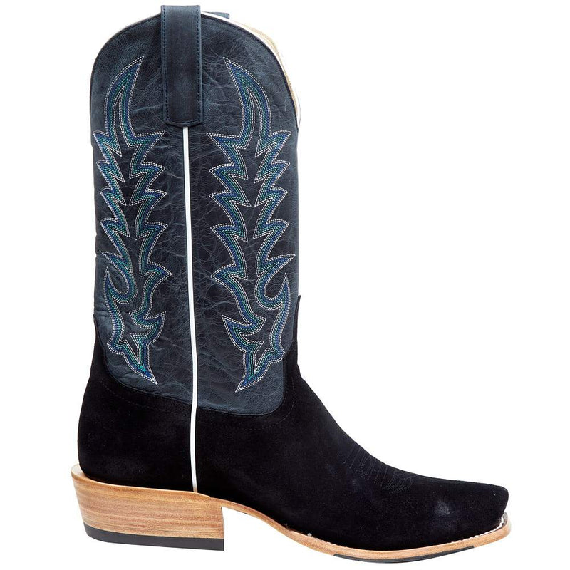 Horse Power Top Hand Men`s Black Suede Roughout 13in Blue Goat Top Cutter Toe Boot