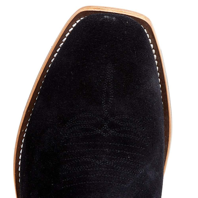 Horse Power Top Hand Men`s Black Suede Roughout 13in Blue Goat Top Cutter Toe Boot