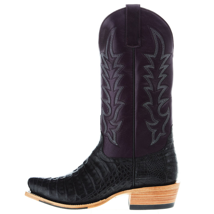 Horse Power Top Hand Men's Black Caiman Belly 13in Violet Top