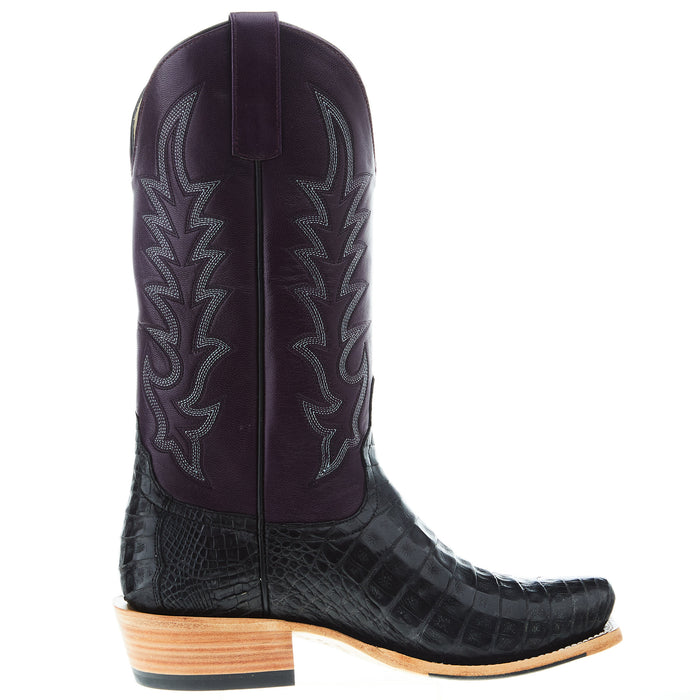 Horse Power Top Hand Men's Black Caiman Belly 13in Violet Top