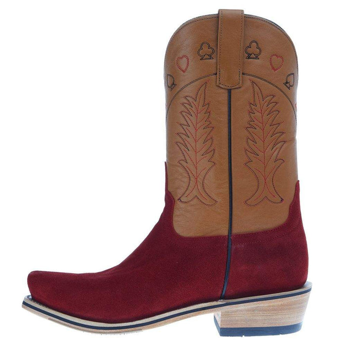 Horsepower Boots Men's HP Top Hand Red Suede Vamp 11in Honey Planget TK Toe Cowboy Boot