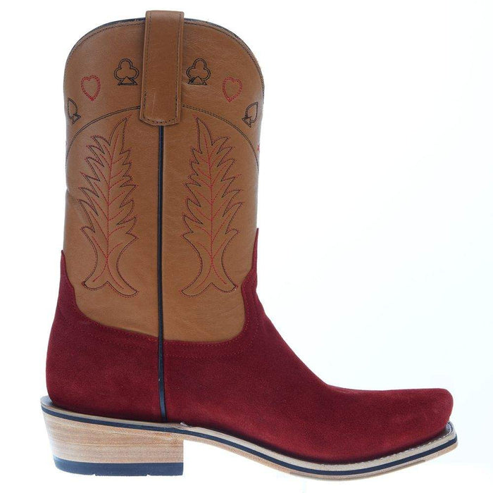 Horsepower Boots Men's HP Top Hand Red Suede Vamp 11in Honey Planget TK Toe Cowboy Boot