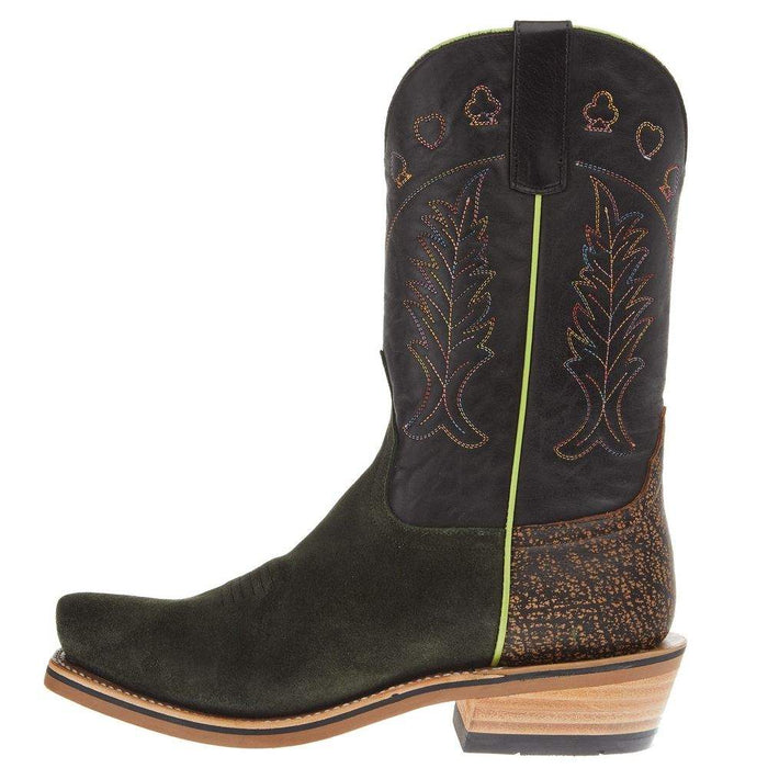 Horsepower Boots Top Hand Men's Military Green Suede 13in Black Flynn Top