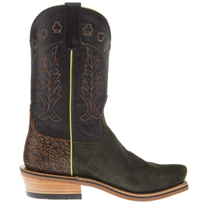 Horsepower Boots Top Hand Men's Military Green Suede 13in Black Flynn Top