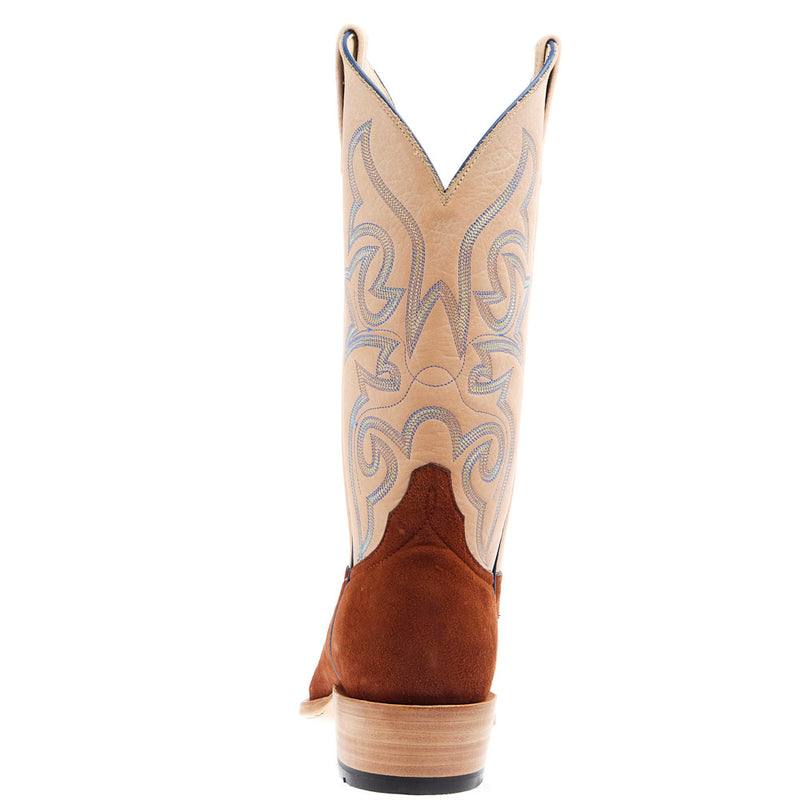 Horse Power Top Hand Men's Brandy Smooth Ostrich Reverse Vamp 13in Bleached Bone Top