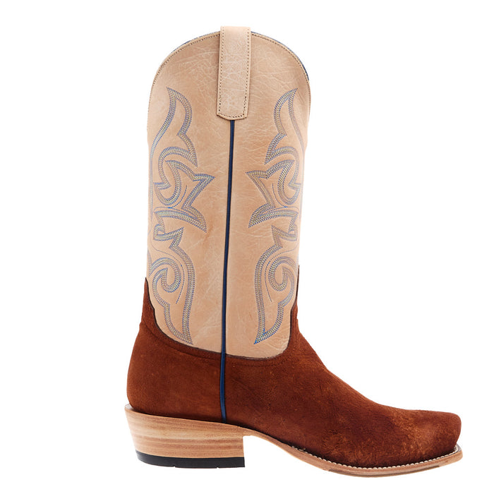 Horse Power Top Hand Men's Brandy Smooth Ostrich Reverse Vamp 13in Bleached Bone Top