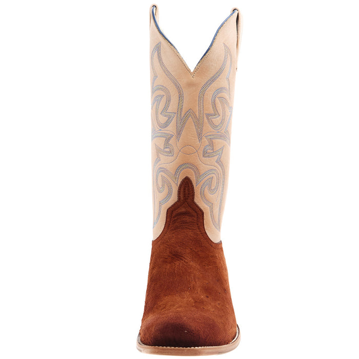 Horse Power Top Hand Men's Brandy Smooth Ostrich Reverse Vamp 13in Bleached Bone Top