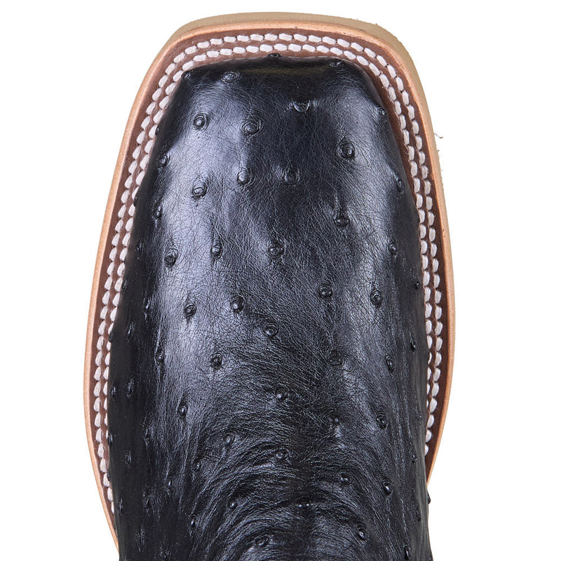 Horse Power Top Hand Men's Black Full Quill Ostrich Vamp 13in Chocolate Flynn Top Crepe Sole Boot