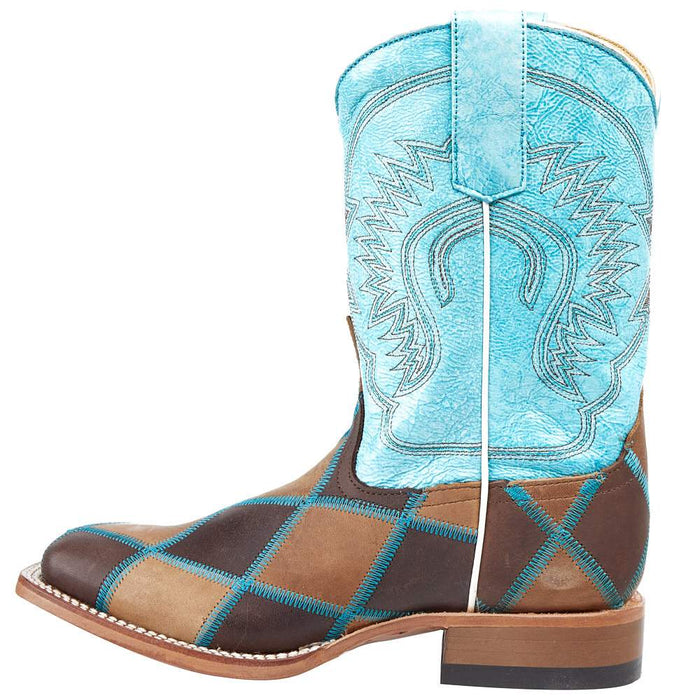 Horsepower Boots Kid's Insane In The Membrane Patchwork Cowboy Boots