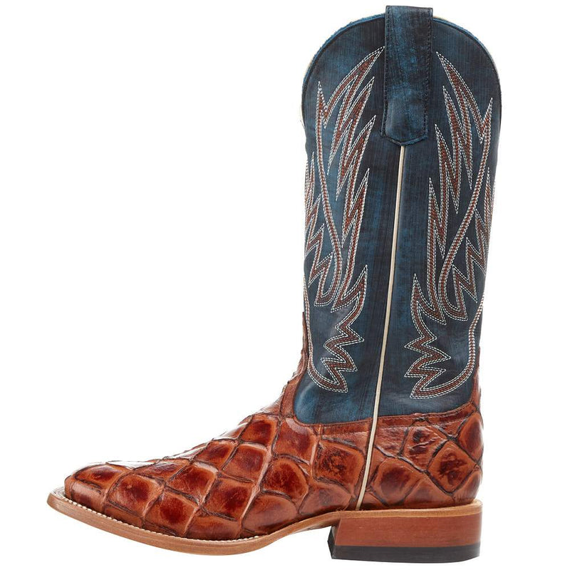 Horsepower Boots Kid's Cognac Filet of Fish Seas Turquoise Top Cowboy Boots