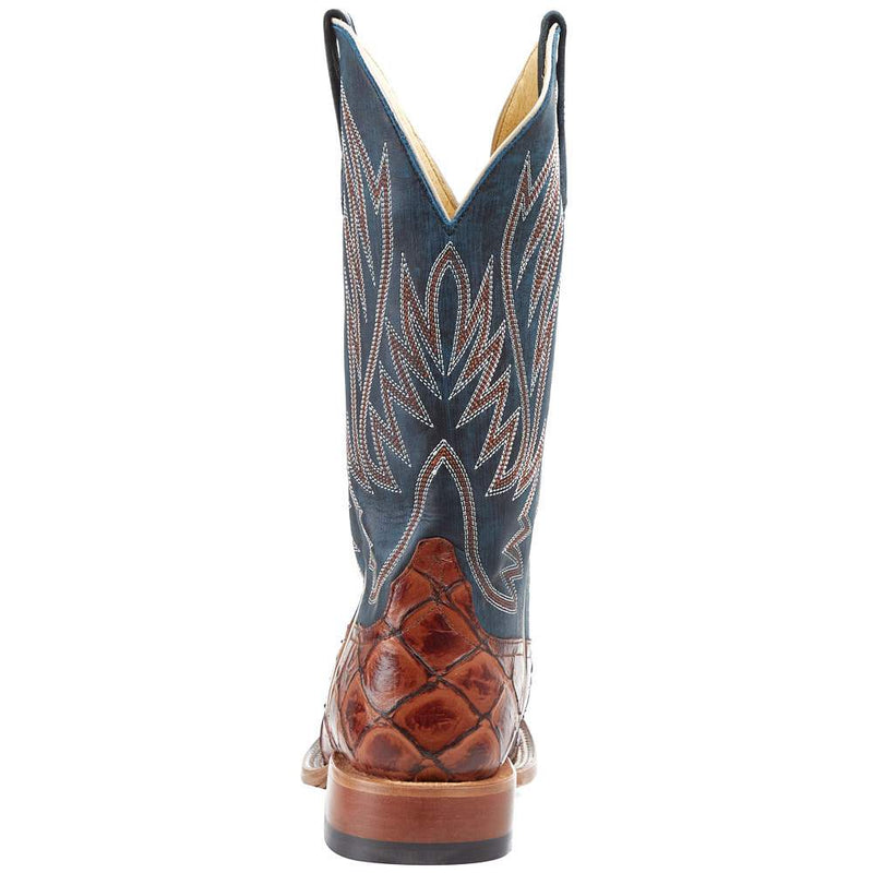 Horsepower Boots Kid's Cognac Filet of Fish Seas Turquoise Top Cowboy Boots