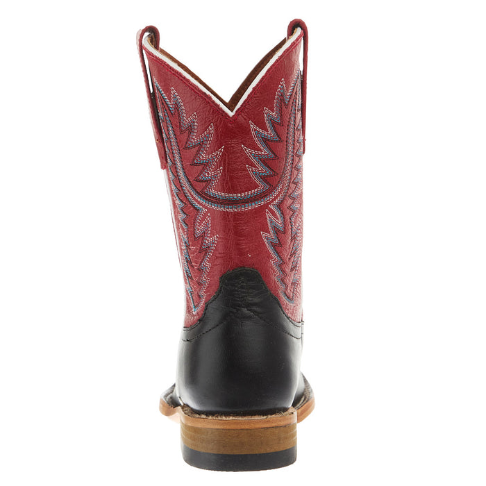 Horse Power Boots Kid`s Black Full Grain and Red Vitrio Square Toe Boot
