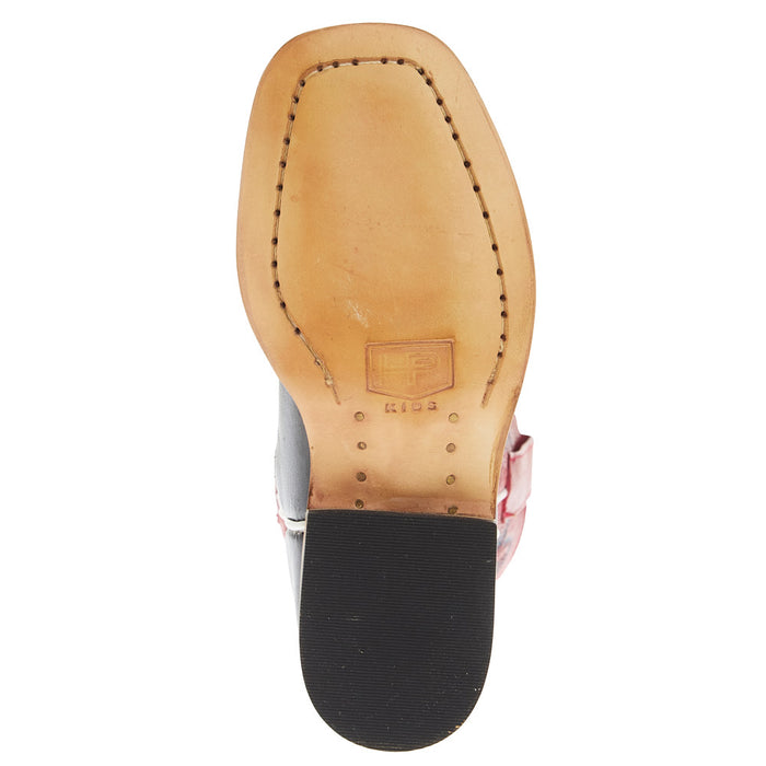Horse Power Boots Kid`s Black Full Grain and Red Vitrio Square Toe Boot