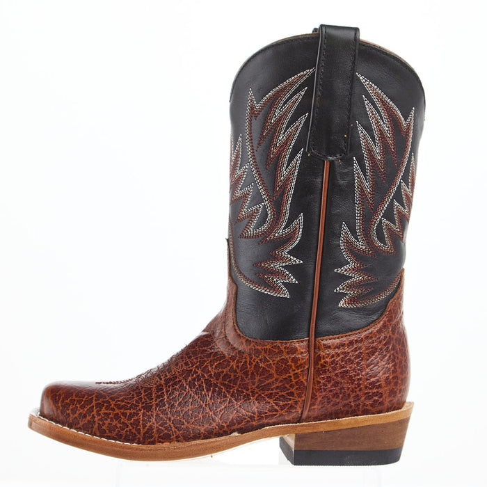 Horse Power Boots Kid`s Honey Bullfight Shoulder and Black Full Grain Cutter Toe Boot