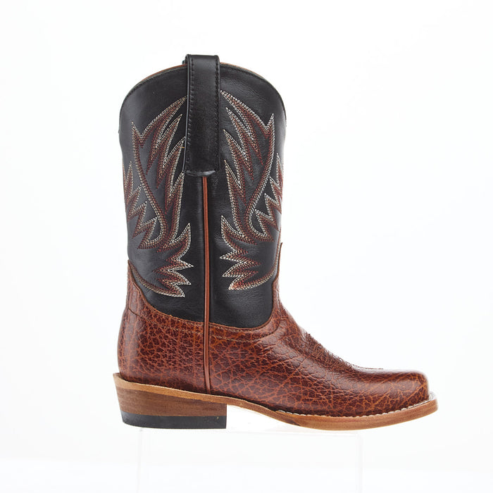 Horse Power Boots Kid`s Honey Bullfight Shoulder and Black Full Grain Cutter Toe Boot