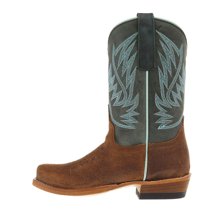 Horse Power Boots Kid`s Tobacco Old Suede and Emerald Sierra Cutter Toe Boot