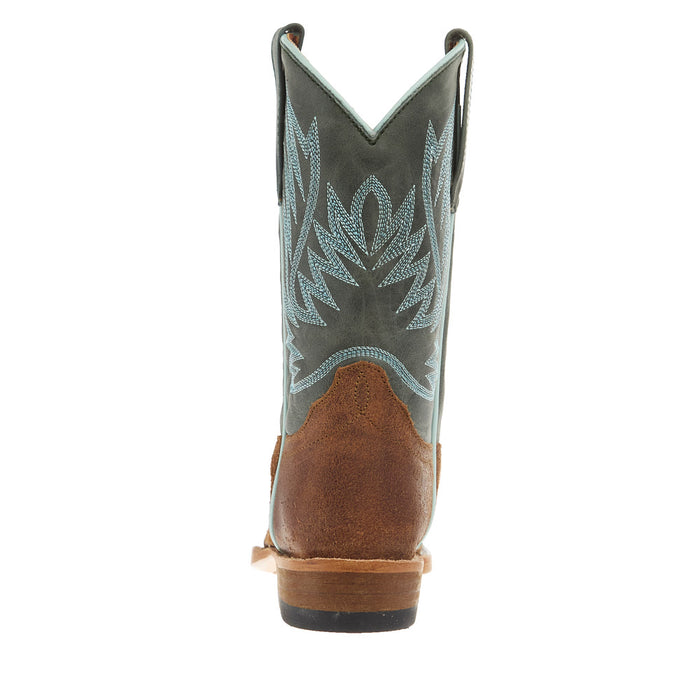 Horse Power Boots Kid`s Tobacco Old Suede and Emerald Sierra Cutter Toe Boot