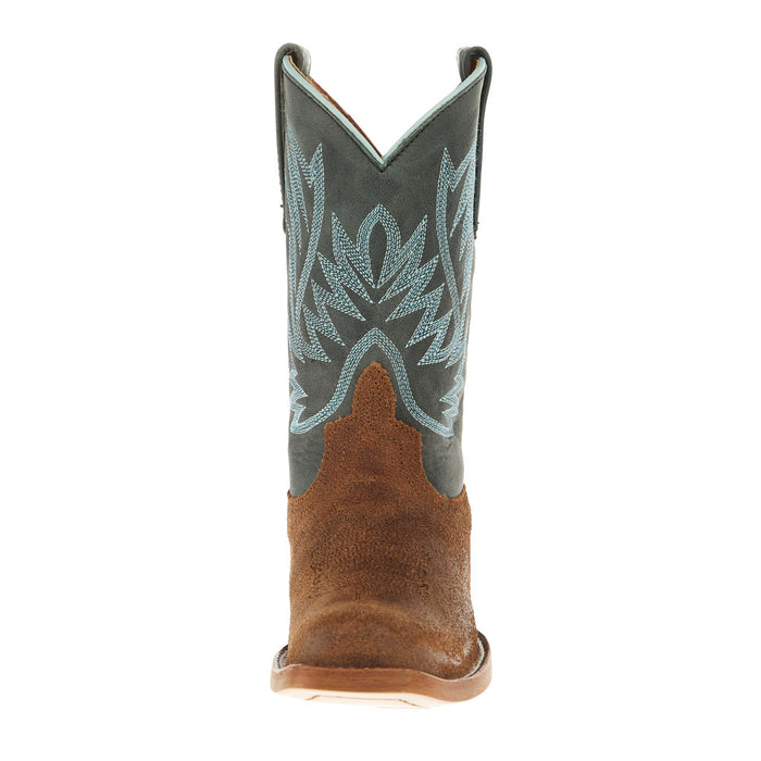 Horse Power Boots Kid`s Tobacco Old Suede and Emerald Sierra Cutter Toe Boot