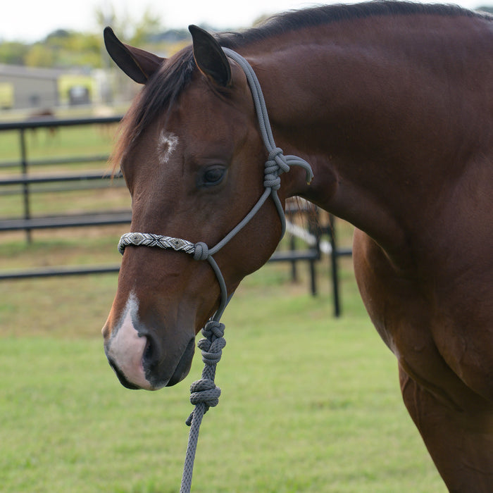 Professionals Choice Charcoal Beaded Rope Halter with attached Lead Rope
