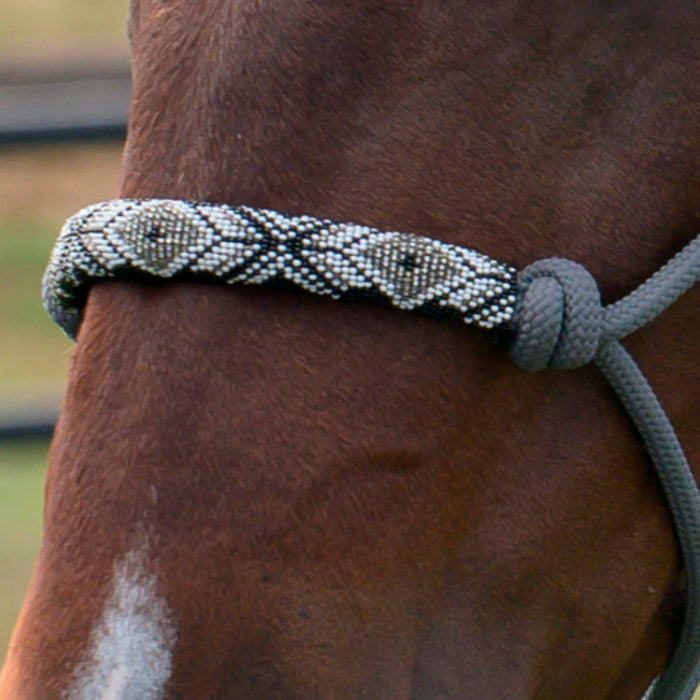 Professionals Choice Charcoal Beaded Rope Halter with attached Lead Rope