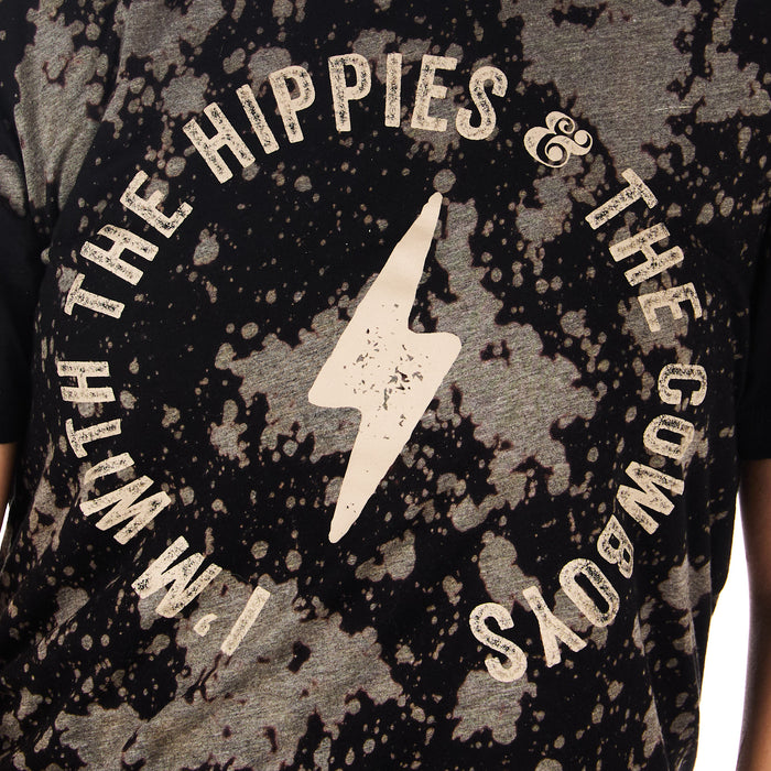 Hank And Scoot Hippies Cowboys Black Bleached Tee
