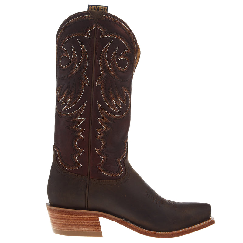 Hyer Boots Mens Hays Bay Apache 13 In Red/Brown Vintage Goat Top Cowboy Boot