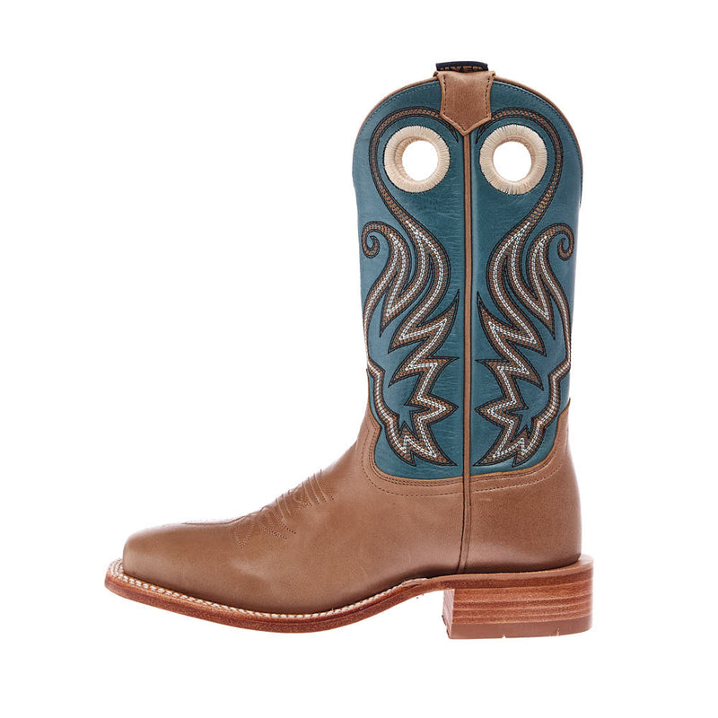 Hyer Boots Women`s Honey Tan Goat 11In Blue Soft Cowhide Top Boot
