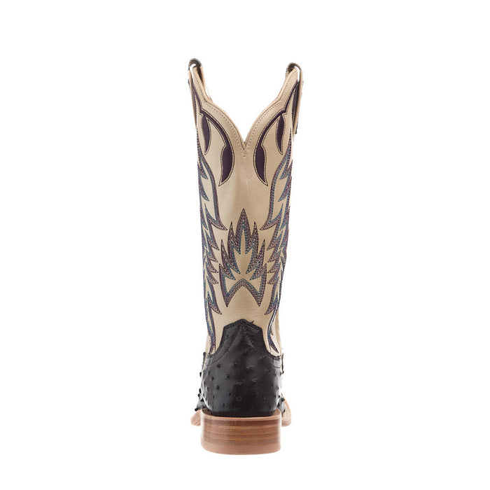 Hyer Boots Women's Harper Blackberry Purple Full Quill Ostrich Vamp 13in Metallic Bone White Cowhide Boot