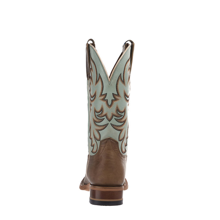 Hyer Boots Women's Topeka Tan Crazy Cowhide Vamp 11in Robin`s Egg Burnished Cowhide Boot