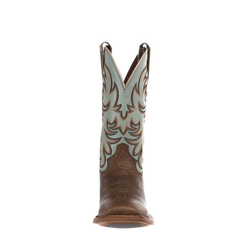 Hyer Boots Women's Topeka Tan Crazy Cowhide Vamp 11in Robin`s Egg Burnished Cowhide Boot