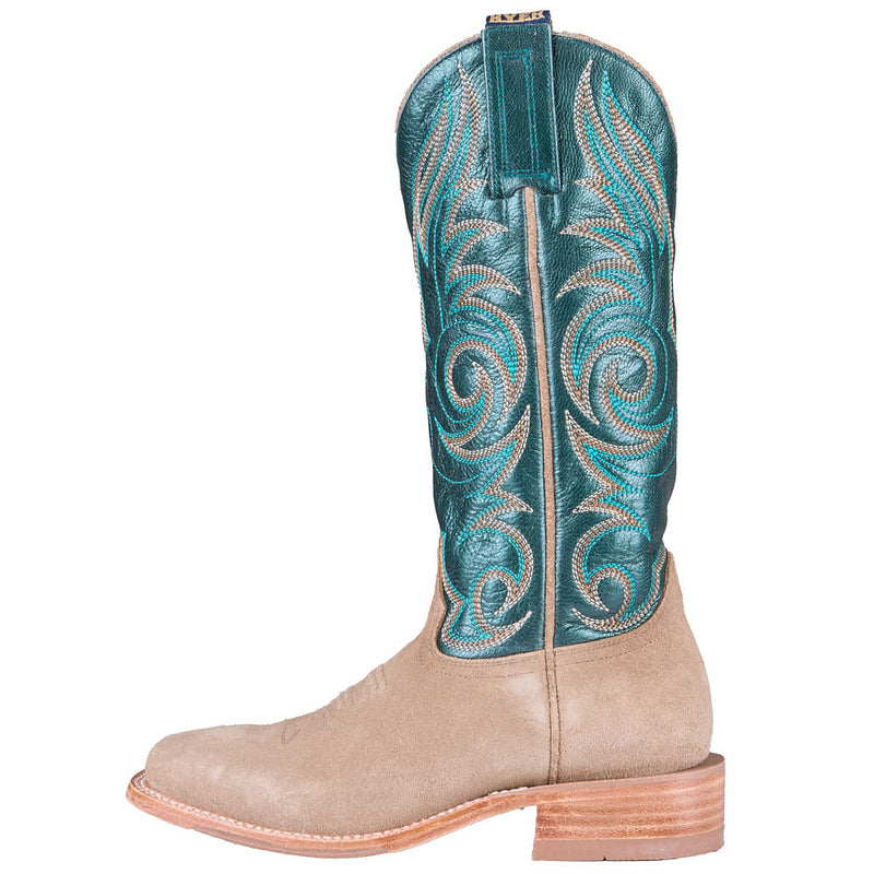 Hyer Boots Women's Salina Sand Roughout Vamp 13in Turquoise Metallic Goat Top Boot