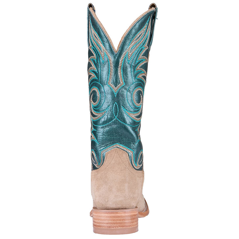 Hyer Boots Women's Salina Sand Roughout Vamp 13in Turquoise Metallic Goat Top Boot