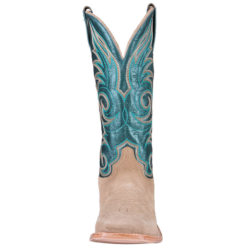 Hyer Boots Women's Salina Sand Roughout Vamp 13in Turquoise Metallic Goat Top Boot
