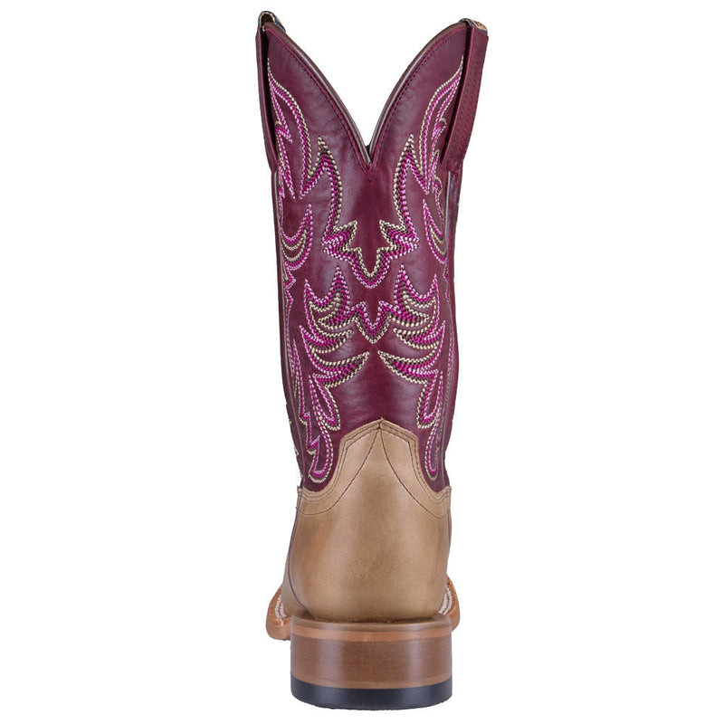 Hyer Boots Women's Topeka Tan Cowhide Vamp 11in Cherry Cowhide Top Boot