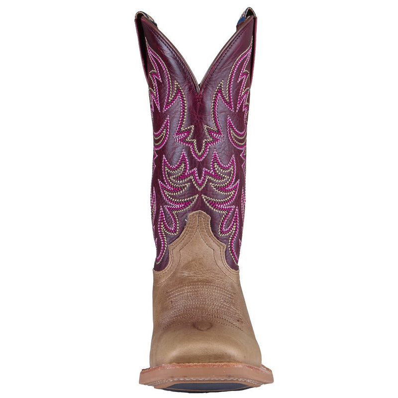 Hyer Boots Women's Topeka Tan Cowhide Vamp 11in Cherry Cowhide Top Boot