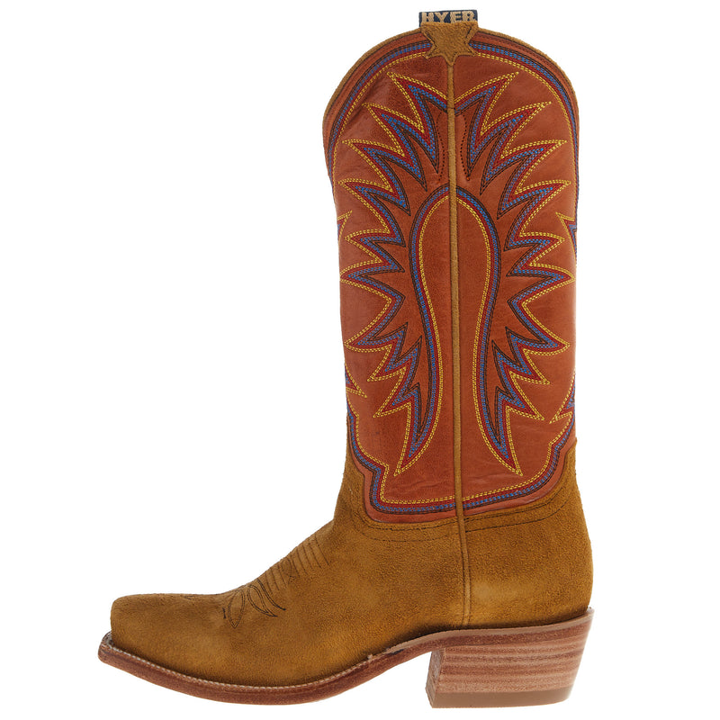 Hyer Boots Womens Rose Hill Bronze Roughout 13 In Tangerine Vintage Goat Top Cowgirl B