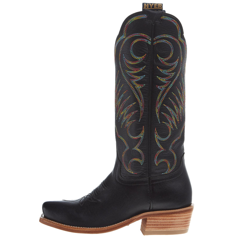Hyer Boots Womens Leawood Black Top Shelf Cowhide 13In Black Cowhide Top Cowgirl Boot