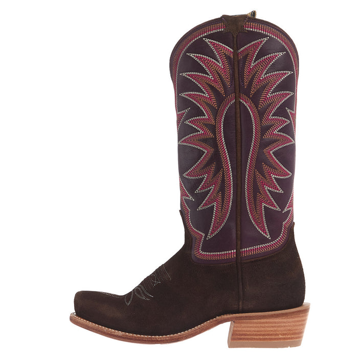 Hyer Boots Women's Rose Hill Chesnut Napped Roughout Vamp 13In Eggplant Goat Top