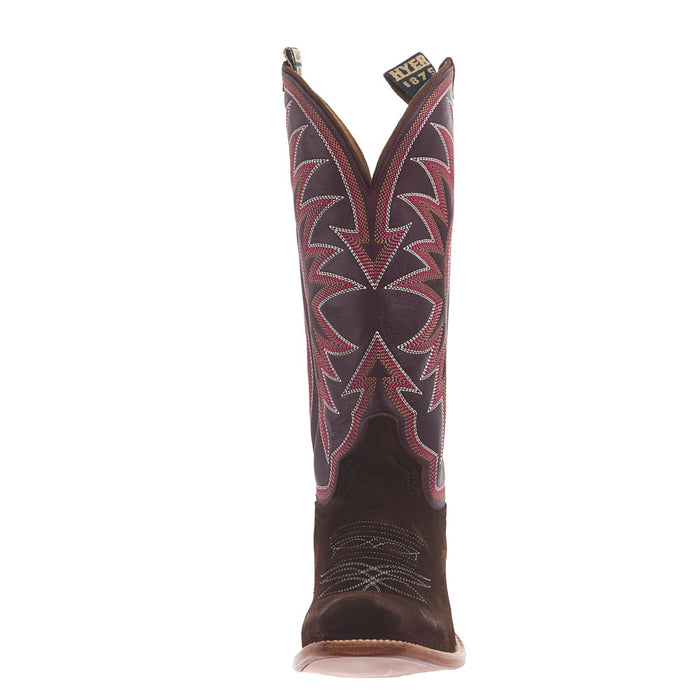 Hyer Boots Women's Rose Hill Chesnut Napped Roughout Vamp 13In Eggplant Goat Top