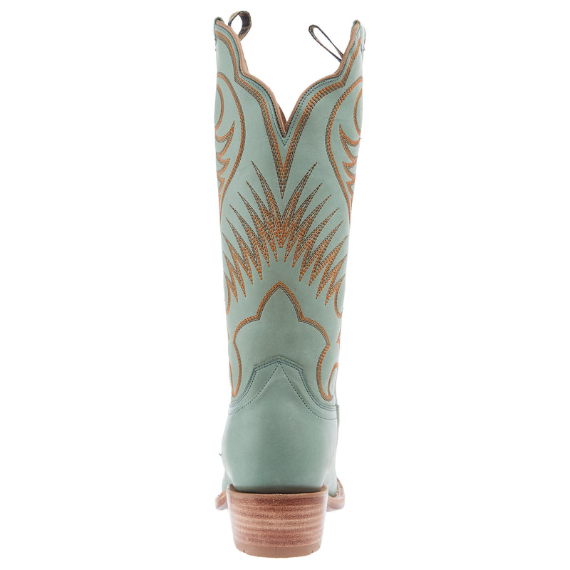 Hyer Boots Women`s Leawood Robin`s Egg Burnished Cowhide Cutter Toe 13In Cowgirl Boot
