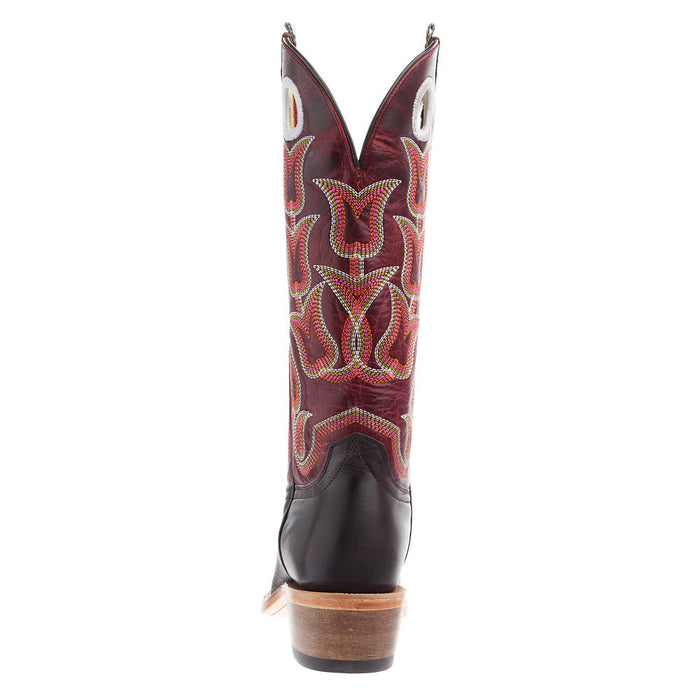 Hyer Boots Women`s Chocolate Goat 13In Crimson Cowhide Top Boot