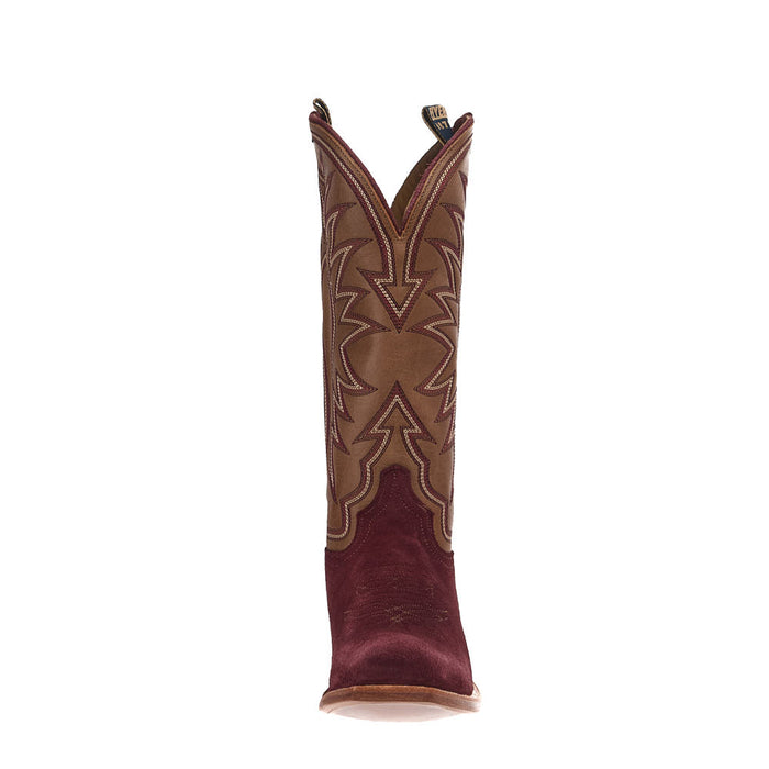 Hyer Boots Women's Rose Hill Burgundy Roughout Vamp 13in Rolled Oats Cowhide Boot