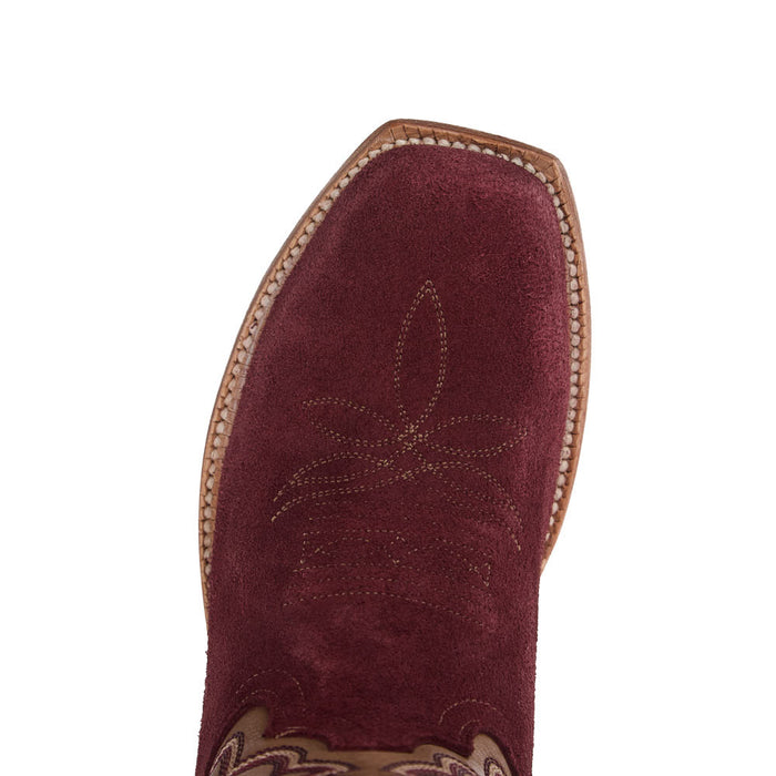 Hyer Boots Women's Rose Hill Burgundy Roughout Vamp 13in Rolled Oats Cowhide Boot